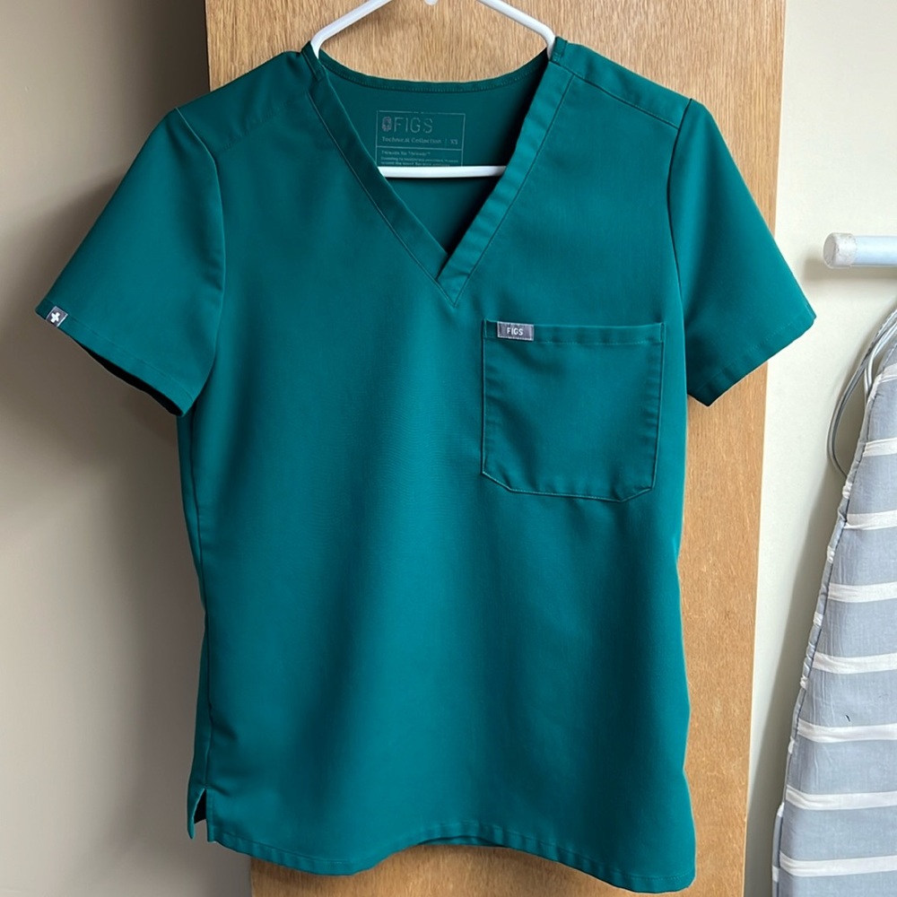 Hunter green FIGS scrub top